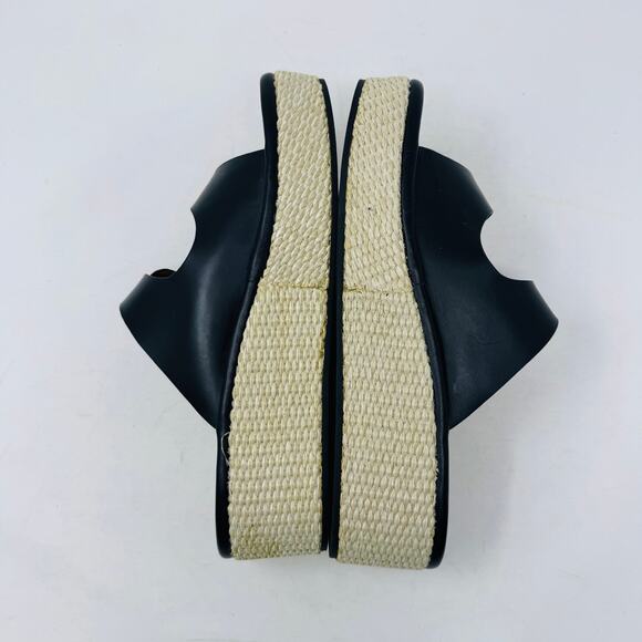 Aerosoles Women’s Size 10 Black Buckle Platform Sandals Espadrille Wedge Slides - Picture 12 of 14